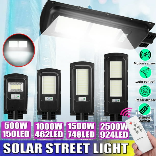 500W-2500W Street Light Solar Powered Wall Lamp Motion Outdoor Garden W/ Remote 